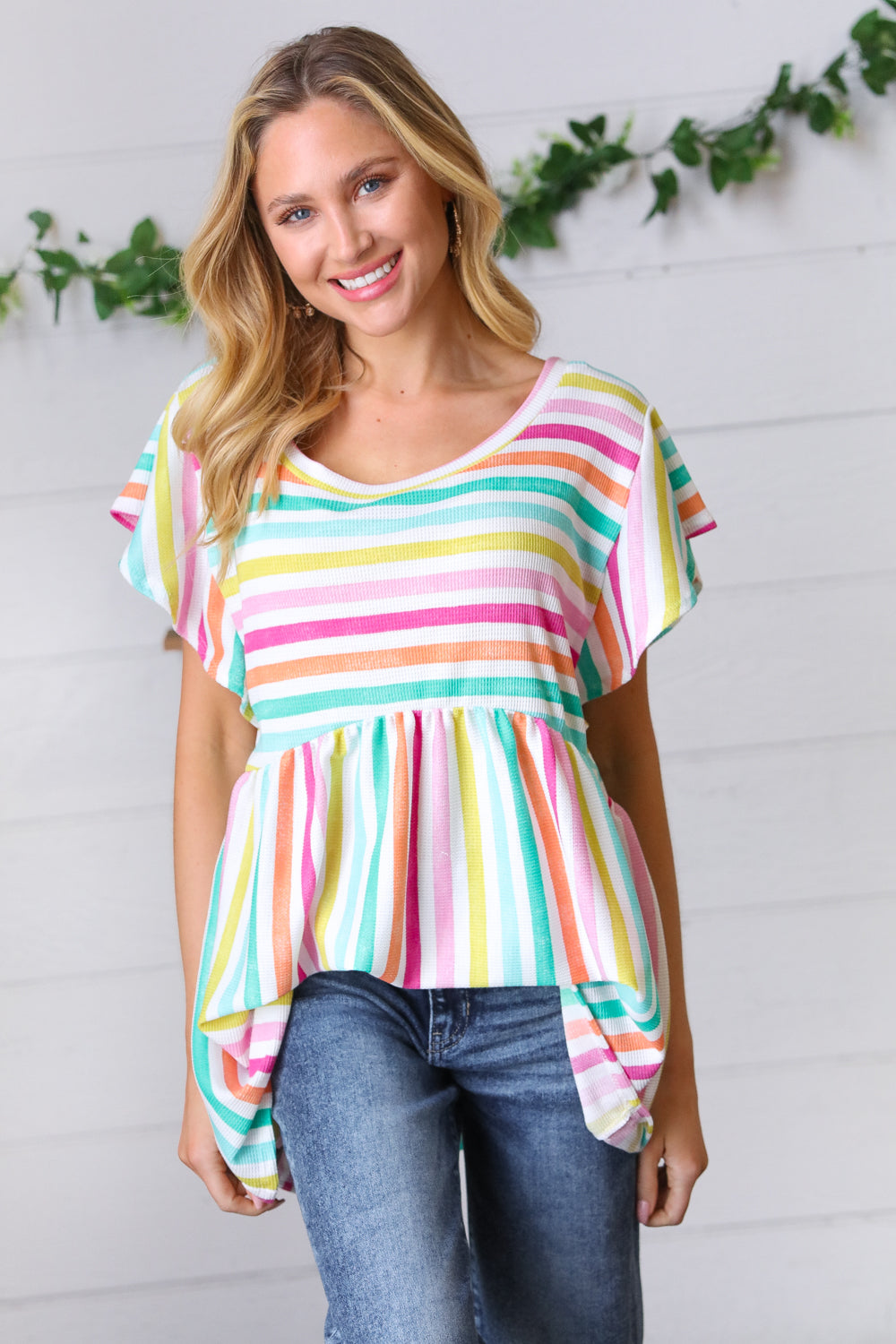 Lavender Rainbow Stripe Babydoll To