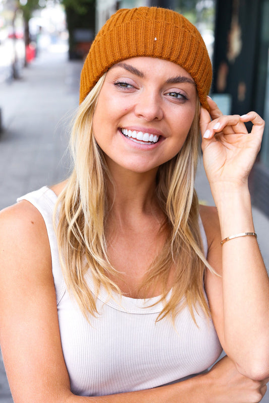 Camel Cable Knit Beanie